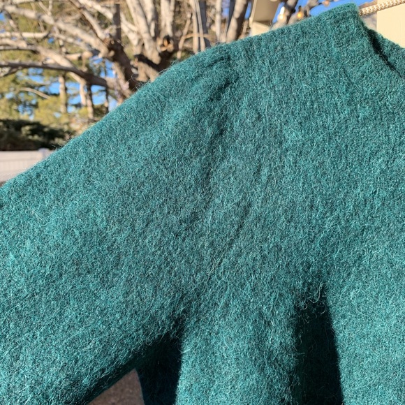 J Crew forest green puffy shoulders alpaca blend sweater size S - Picture 2 of 14